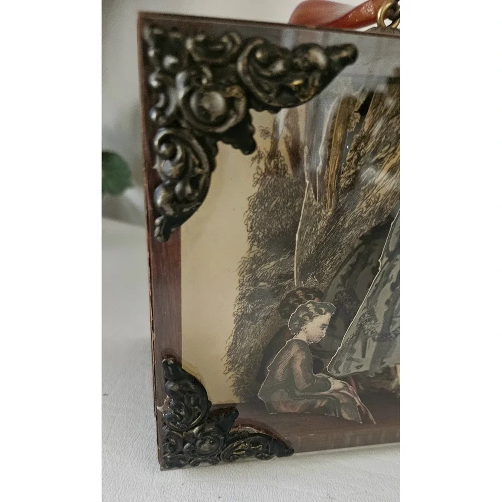 Vintage Wooden 3D  Decoupage Decorative Keepsake Box Purse 1960s/70's